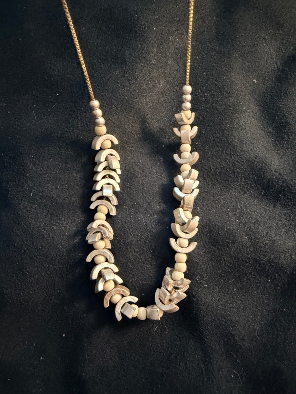 32" gold and silver beaded necklace